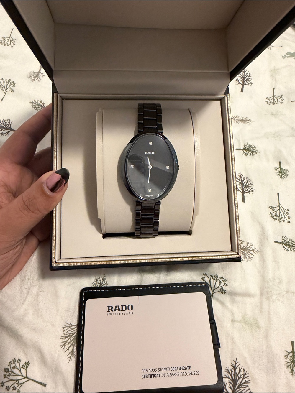 Rado Black Ceramic Oval Women's Watch with Minimal Dial
